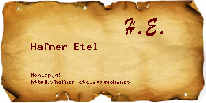 Hafner Etel névjegykártya